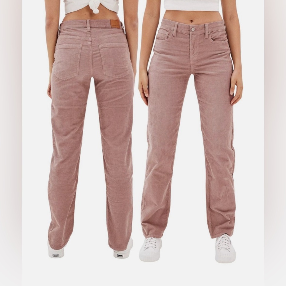 American Eagle Outfitters Light Mauve Corduroy Pants; Straight Leg, Low Rise